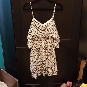 Black and white cold shoulder midi dress